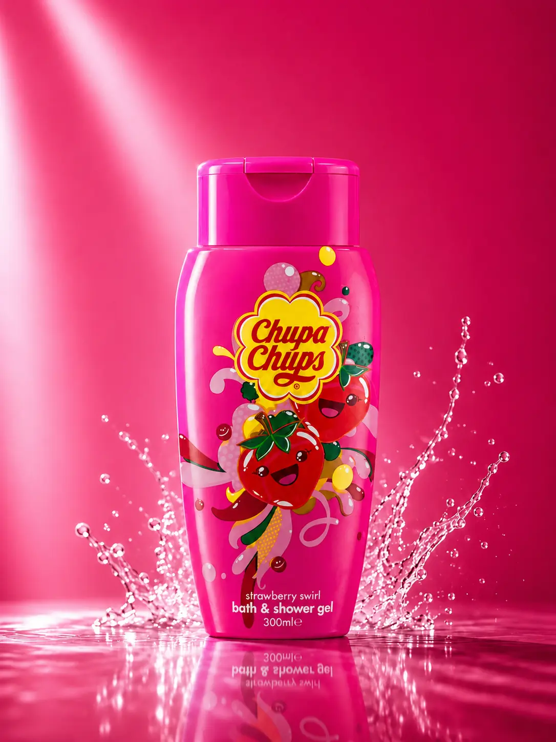 Chupa Chups Strawberry Swirl sprchový a kúpeľový gél – 300 ml