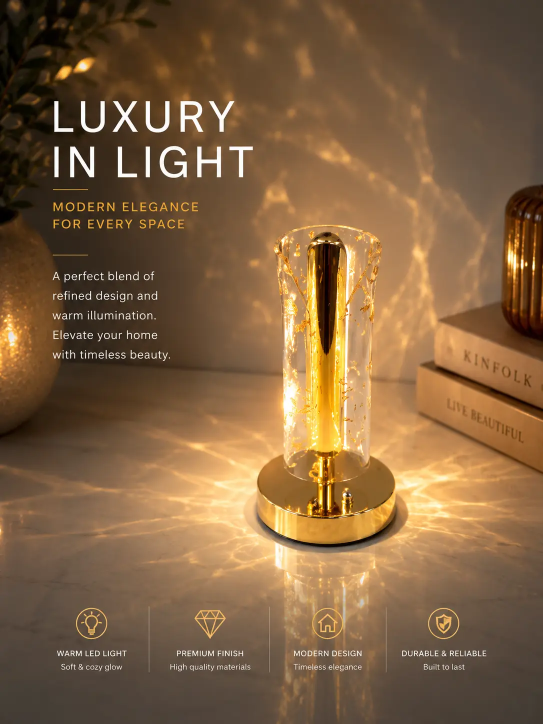 Dekoratívna LED lampa – svetelný valec