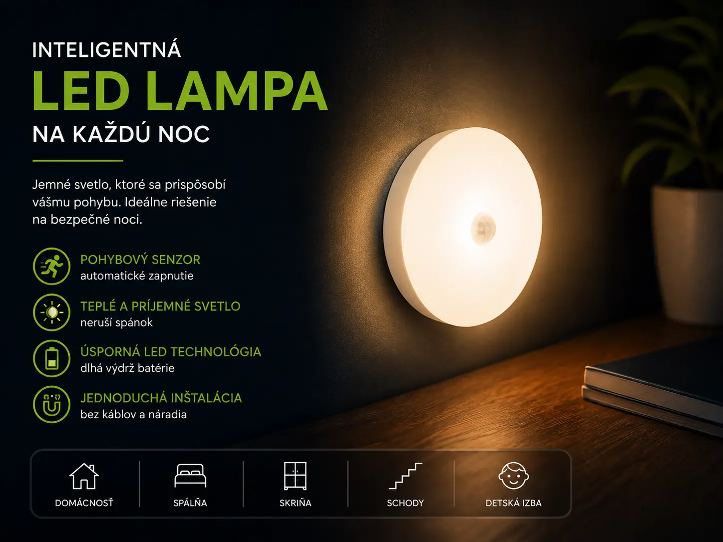 Inteligentná LED nočná lampa