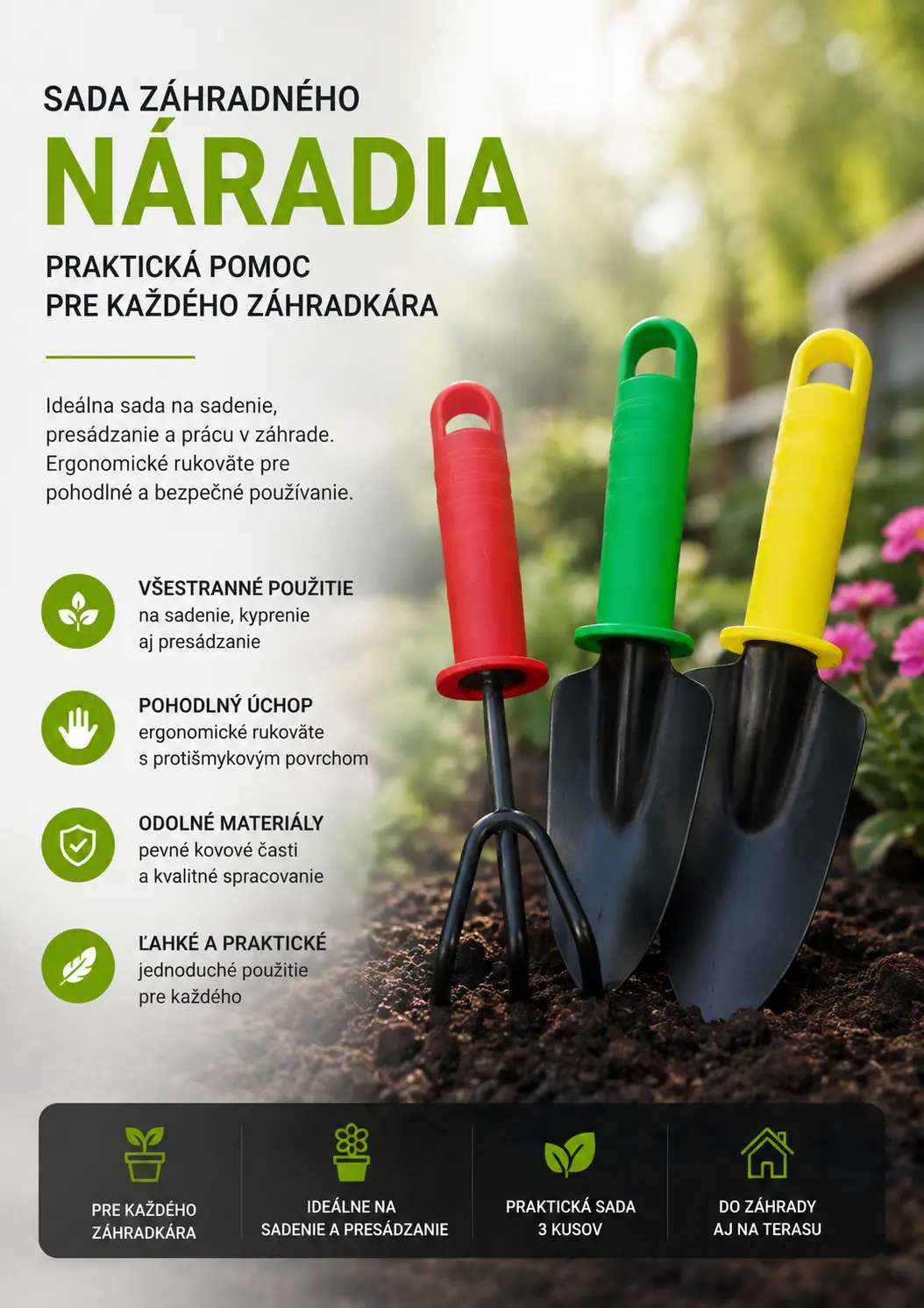 Sada záhradného náradia – 3 ks