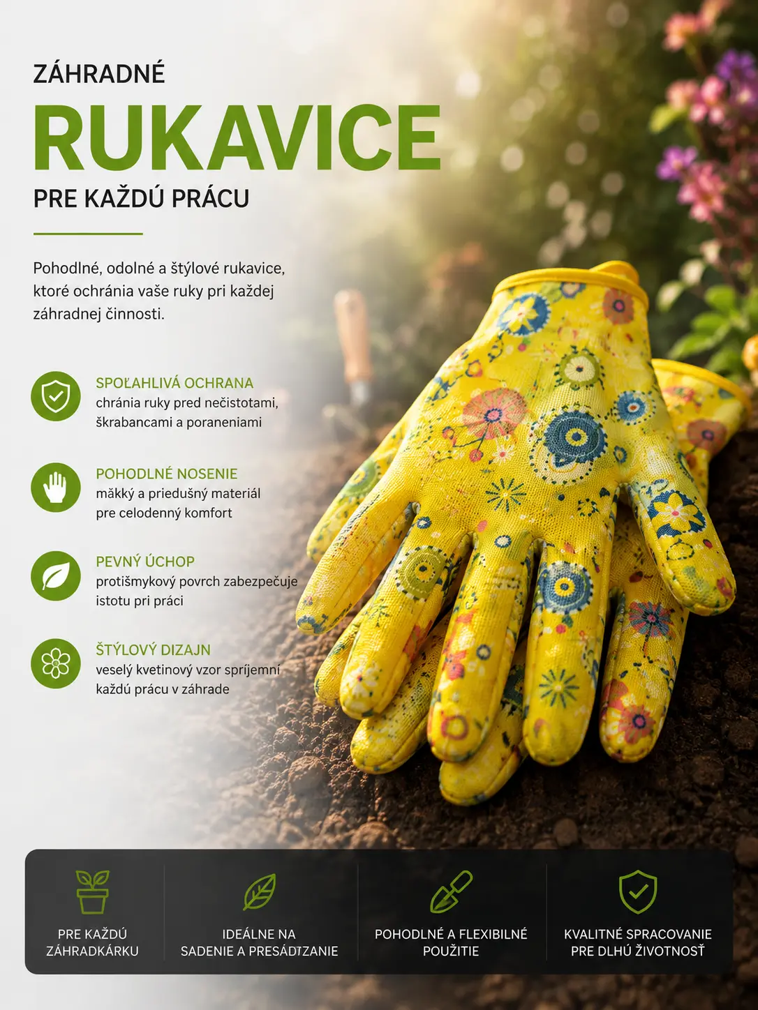 Vzorované záhradné rukavice