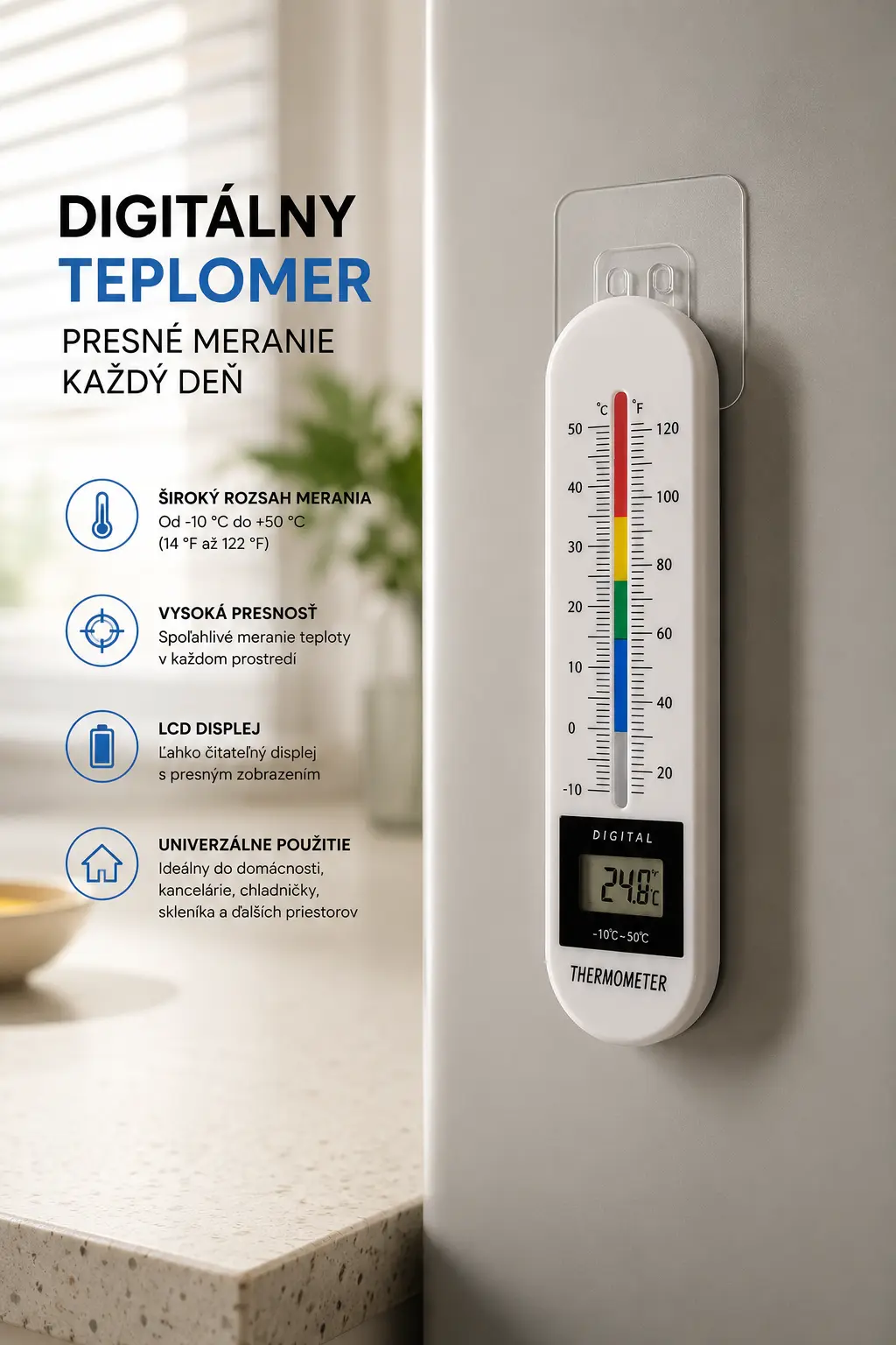 Nástenný digitálny teplomer