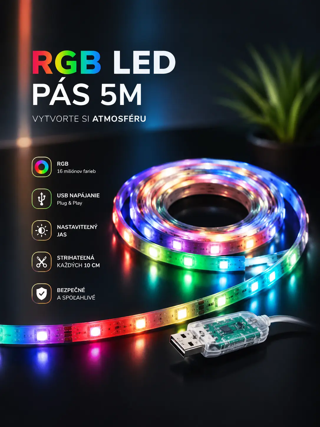 RGB LED pás – 5 m