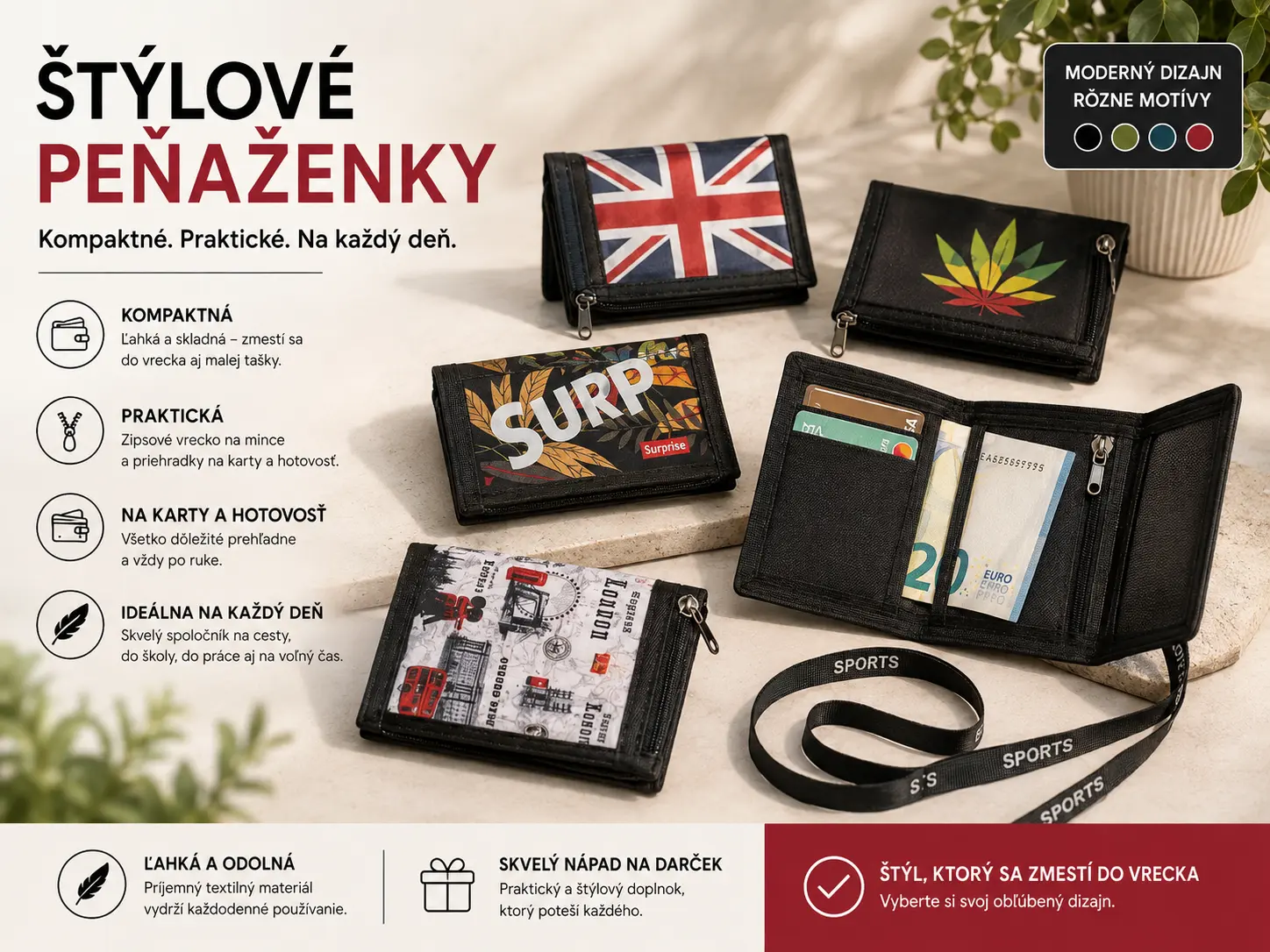 Pánske peňaženky s motívmi