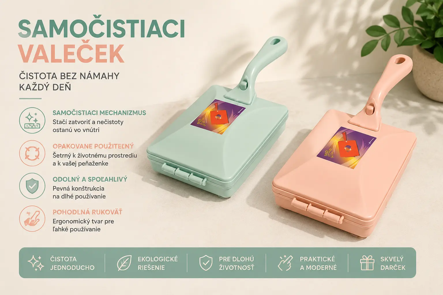 Samočistiaci valček na chlpy – 2 farby