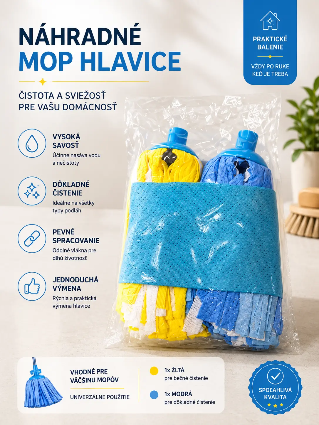 Náhradné mopové hlavice – 2 farby – fotografia 1