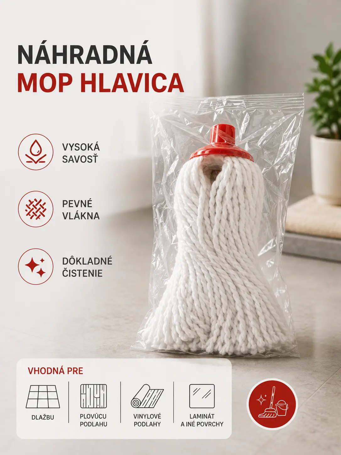 Náhradná bavlnená hlavica na mop