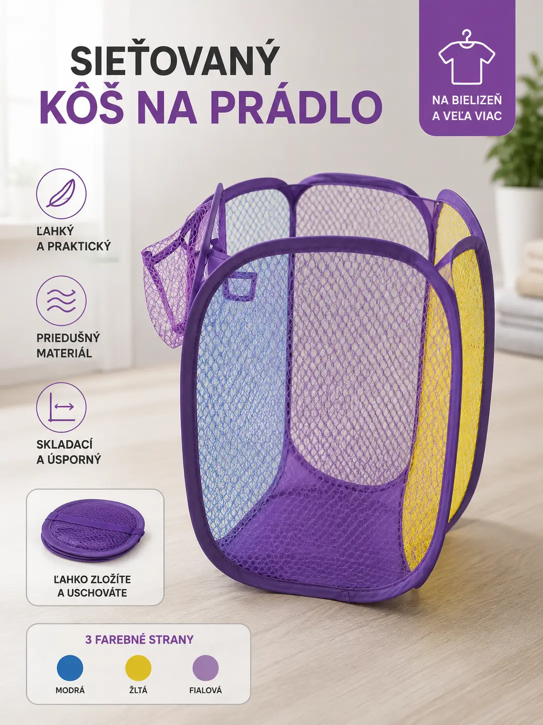Sieťovaný kôš na bielizeň