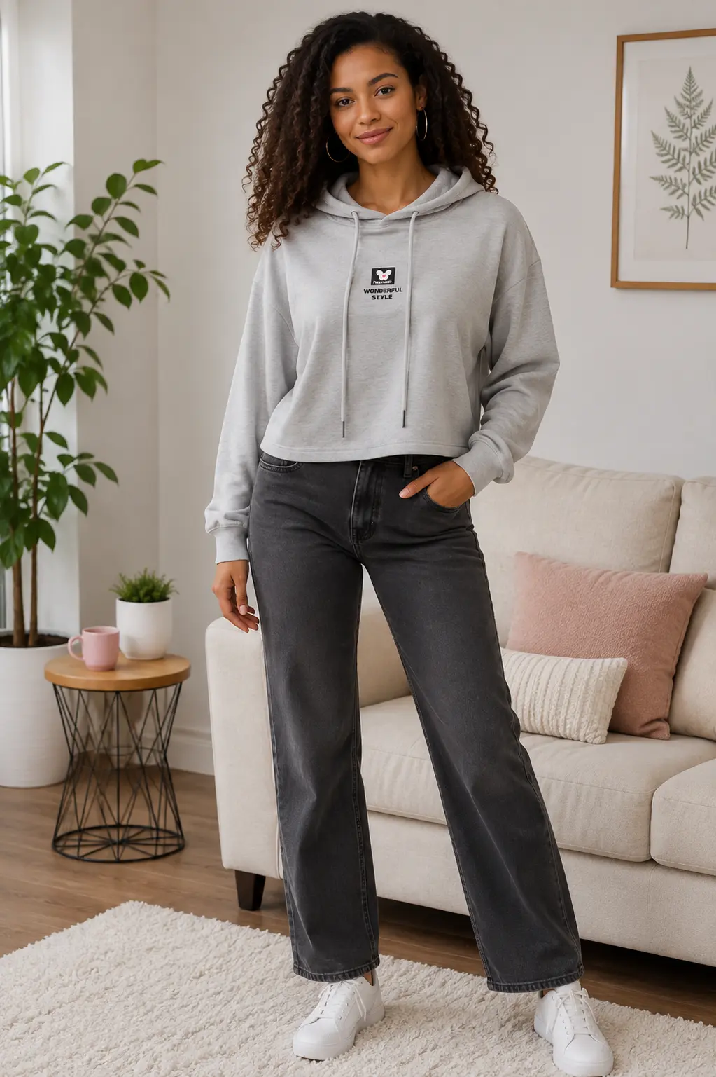 Sivá dámska crop mikina Wonderful Style
