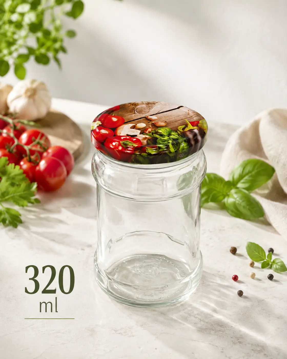 Sklenené poháre s viečkom – 320 ml – fotografia 1