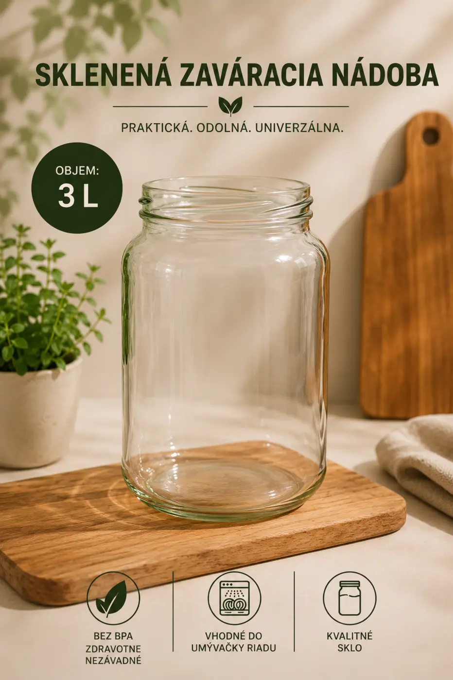 Sklenená zaváracia nádoba – 3 l