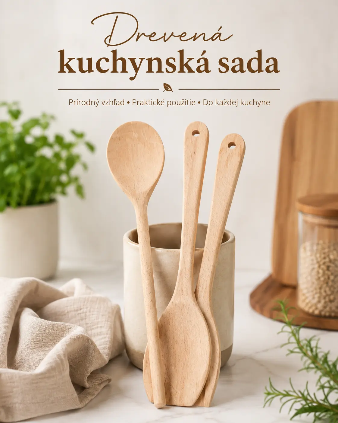 Drevené kuchynské náčinie – 3 ks