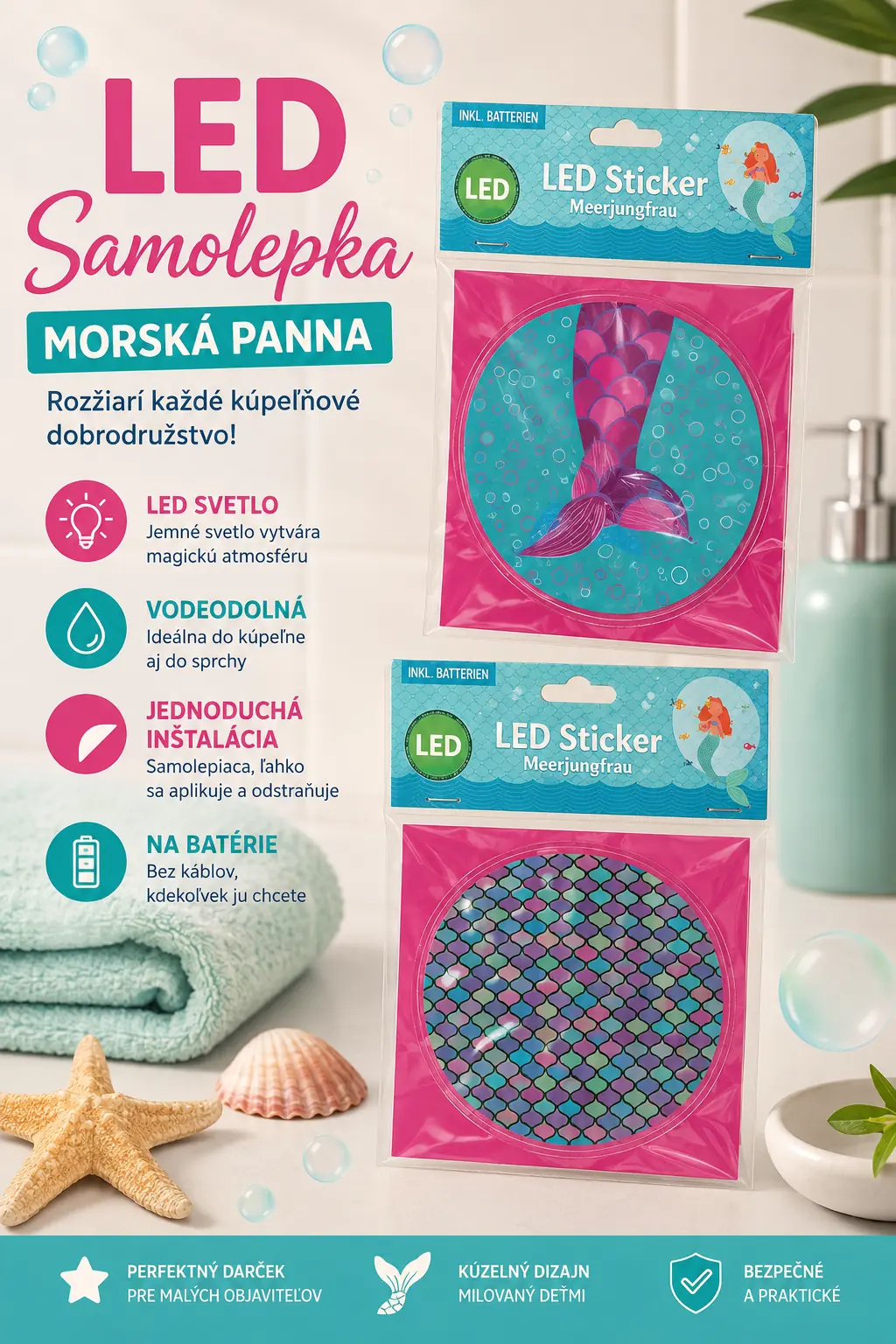 LED samolepka Morská panna