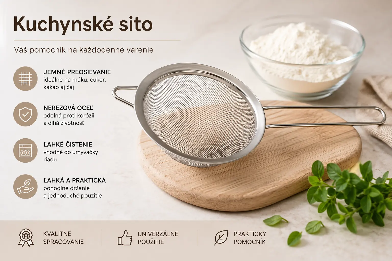 Nerezové kuchynské sitko