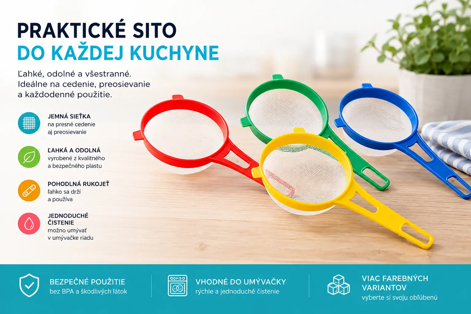 Plastové kuchynské sitko – fotografia 1