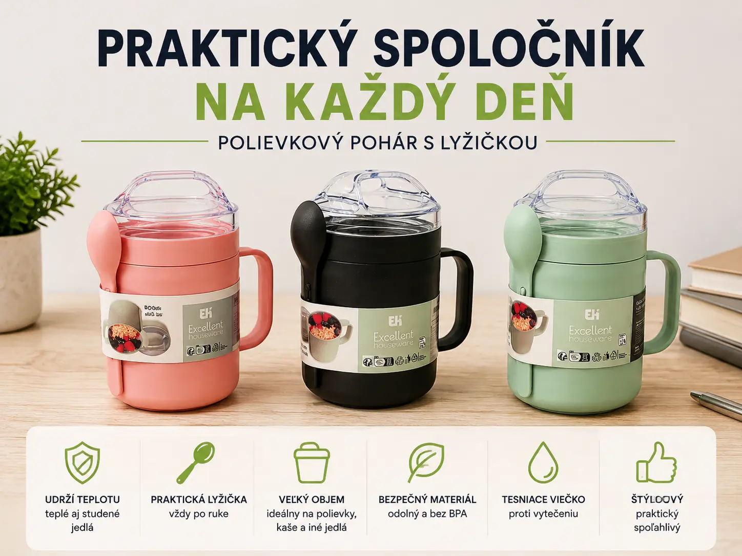 Polievkový pohár s lyžičkou