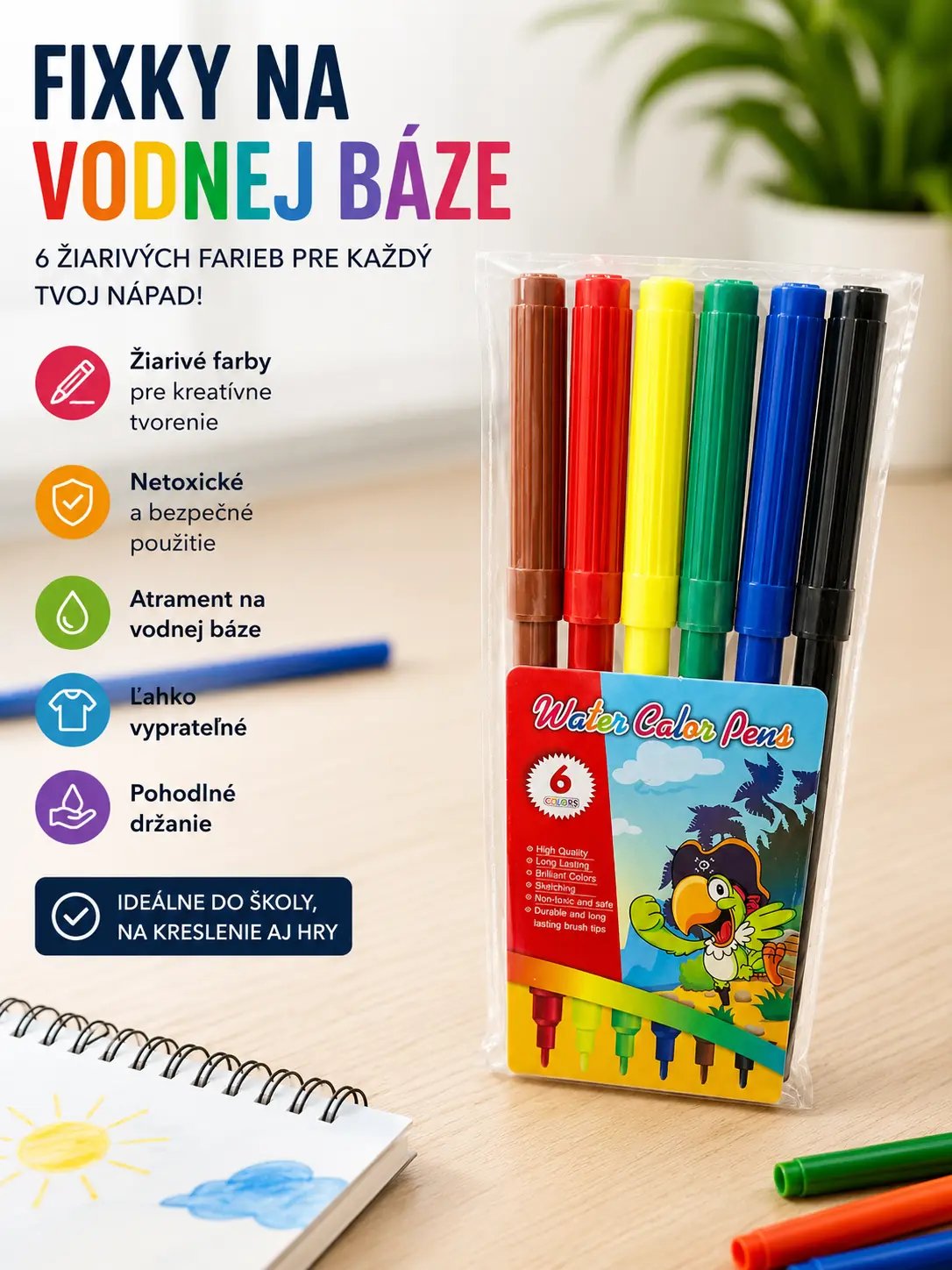 Fixky na vodnej báze – 6 farieb