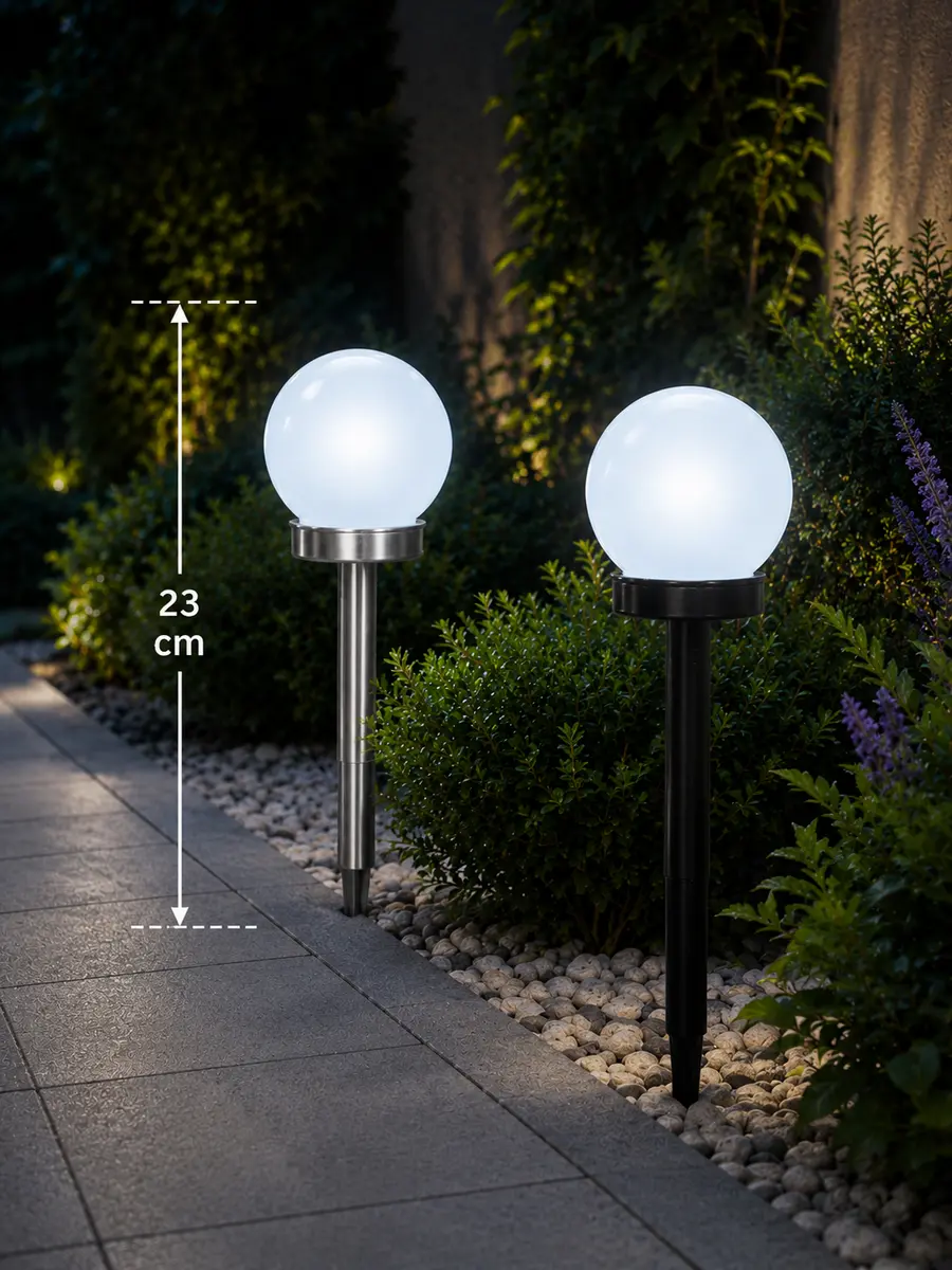 Solárna záhradná lampa s guľou – 23 cm