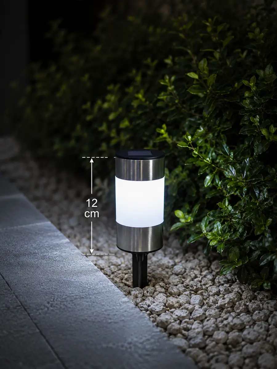 Solárna valcová záhradná lampa – 12 cm