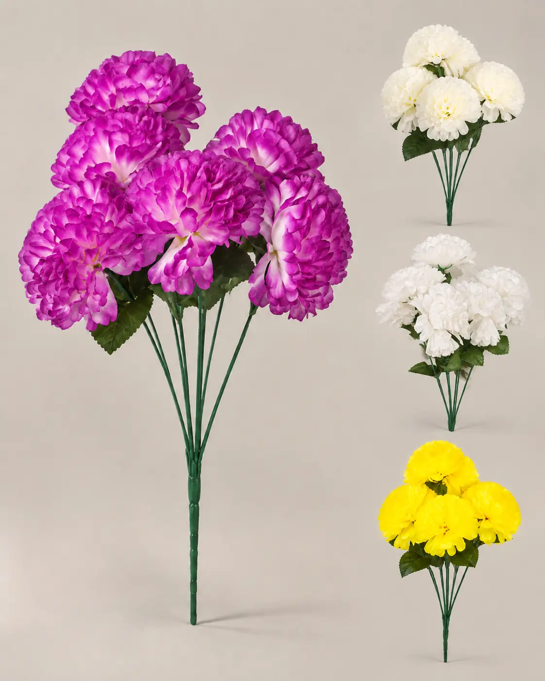 Umelá kytica guľovitých chryzantém – 4 farby