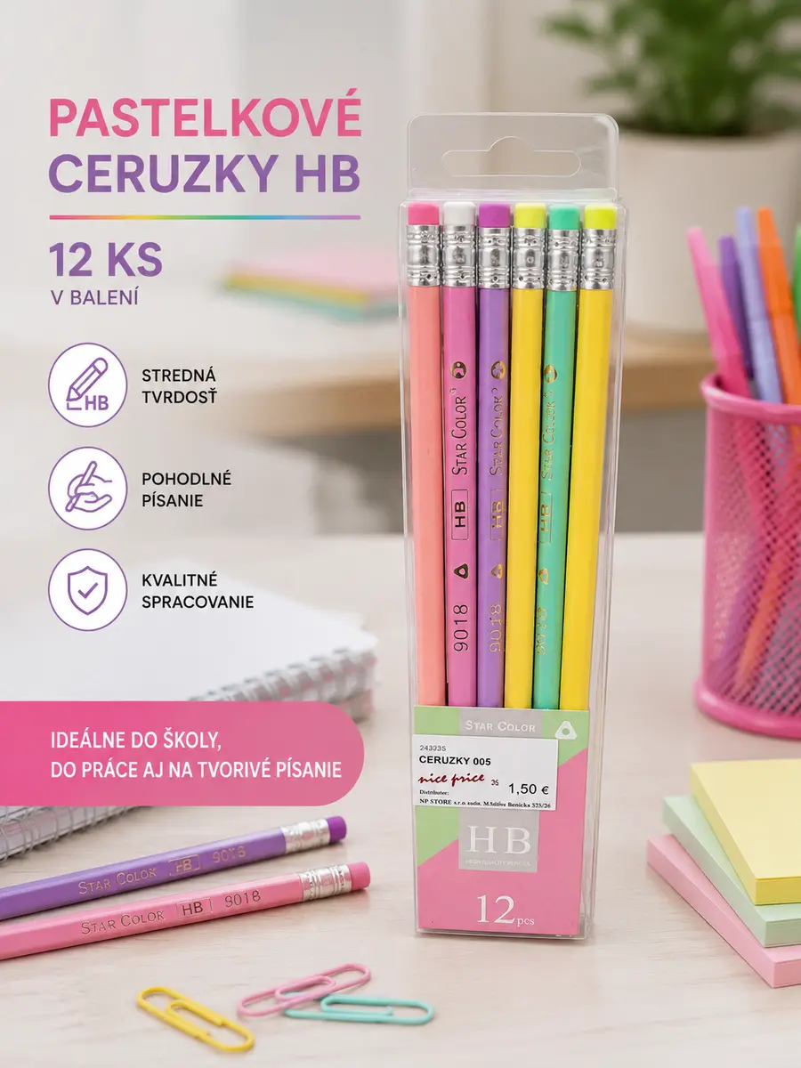Pastelové ceruzky HB – 12 ks