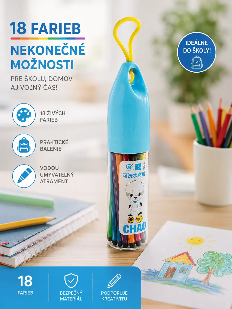 Umývateľné fixky – 18 farieb