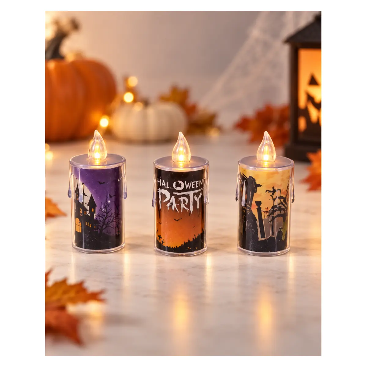 LED halloweenské sviečky – 3 ks
