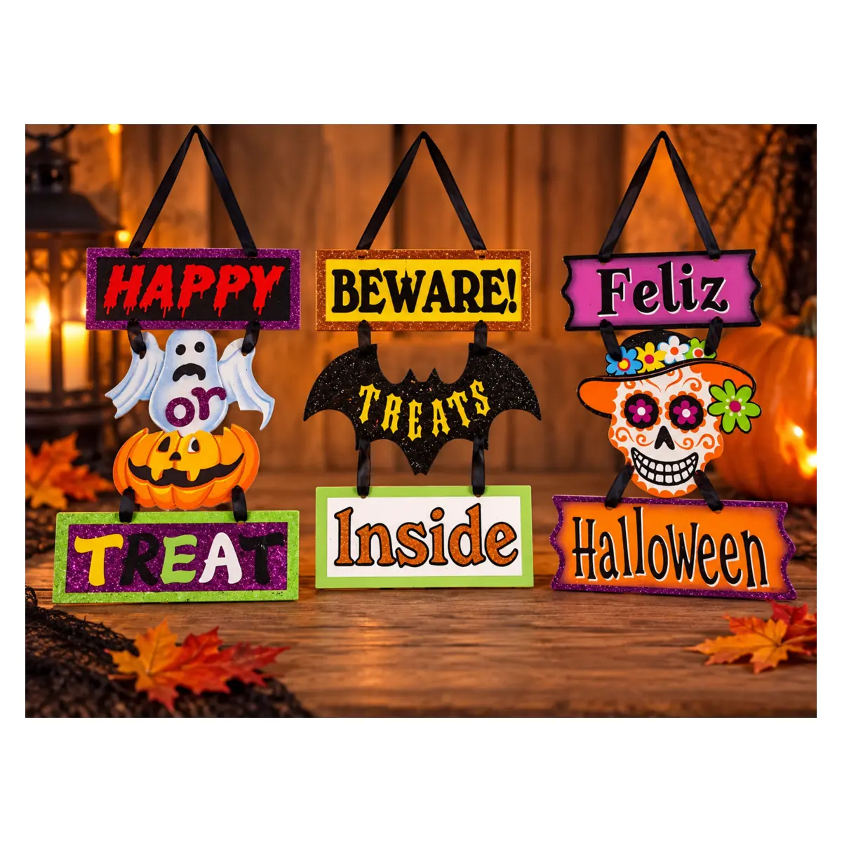 Halloweenské závesné tabuľky – 6 druhov