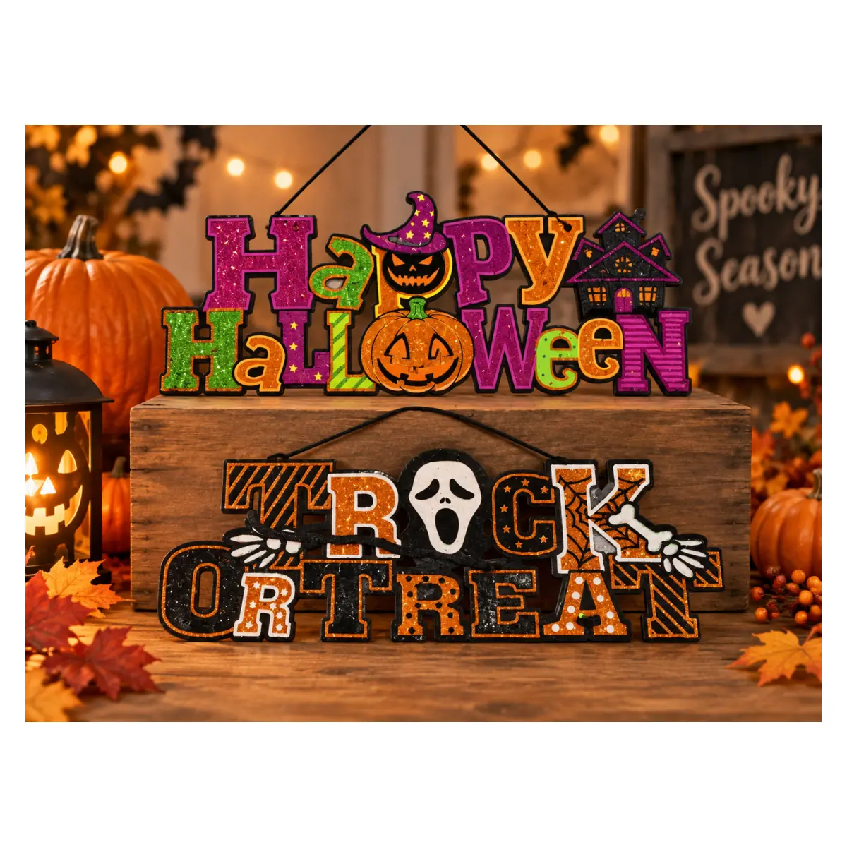 Halloweenské dekoratívne nápisy – 2 druhy
