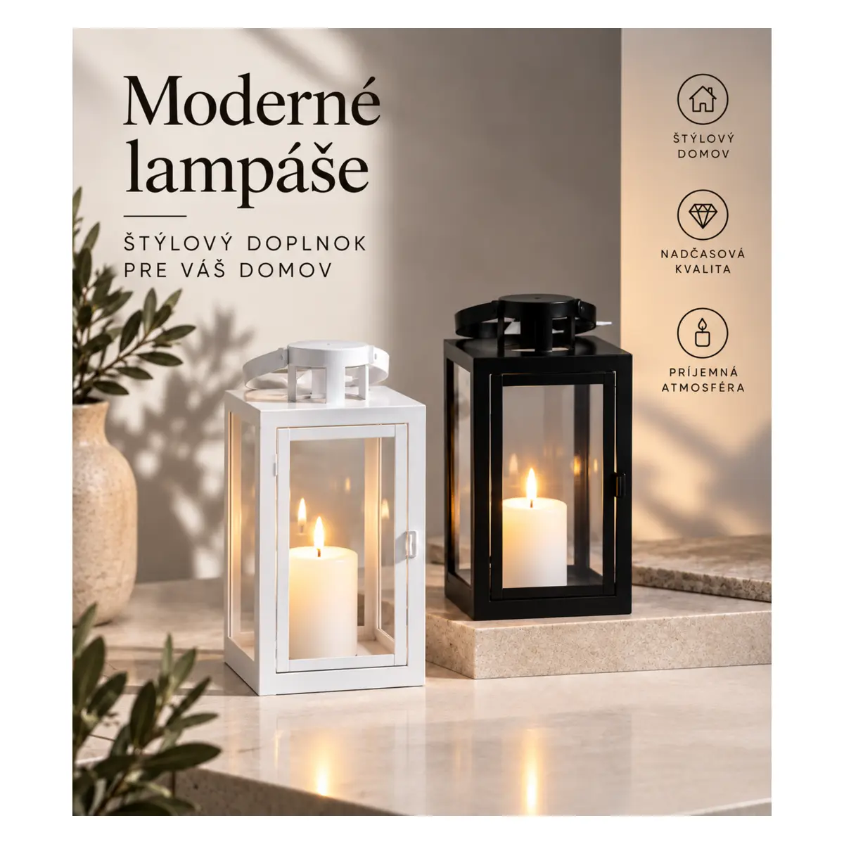 Moderný dekoratívny lampáš – cena za 1 ks