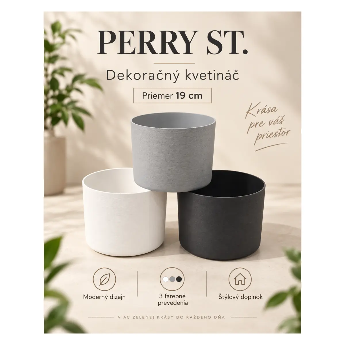 Dekoračný kvetináč Perry St. Ø 19 cm – cena za 1 ks