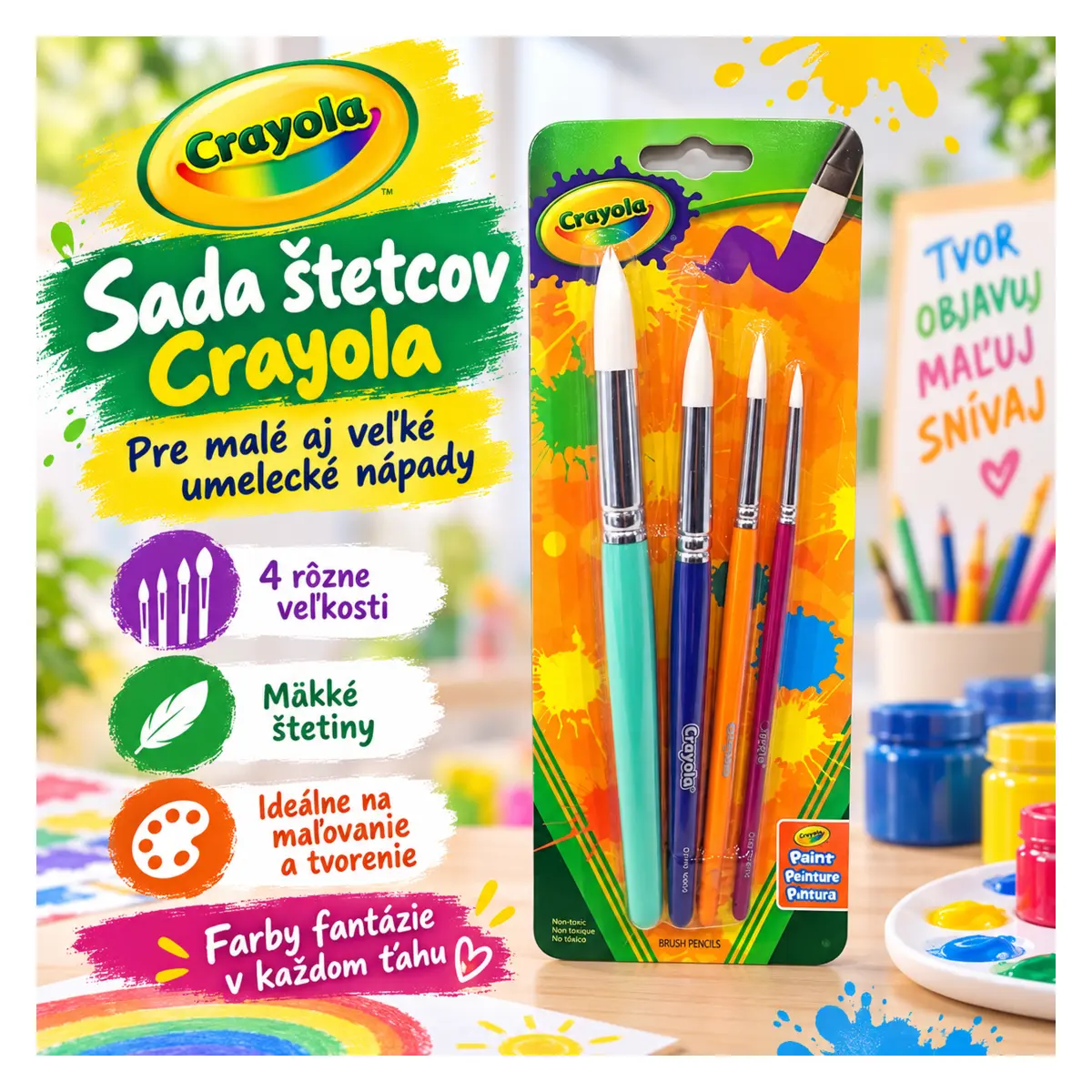 Sada štetcov Crayola – 4 veľkosti