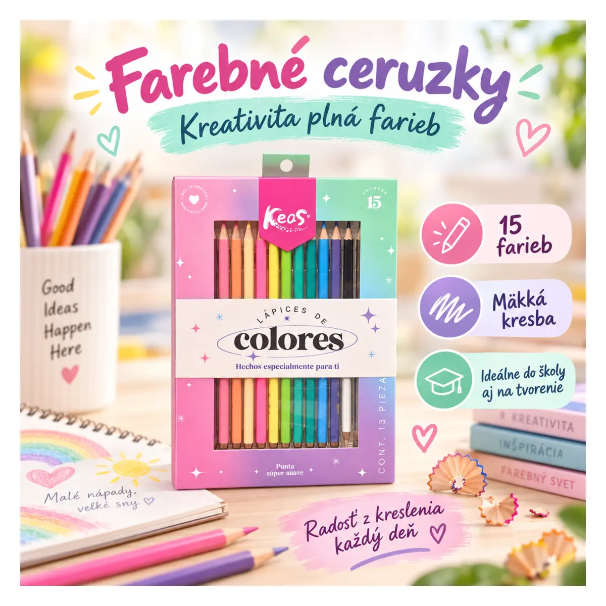 Farebné ceruzky Colores – 15 farieb