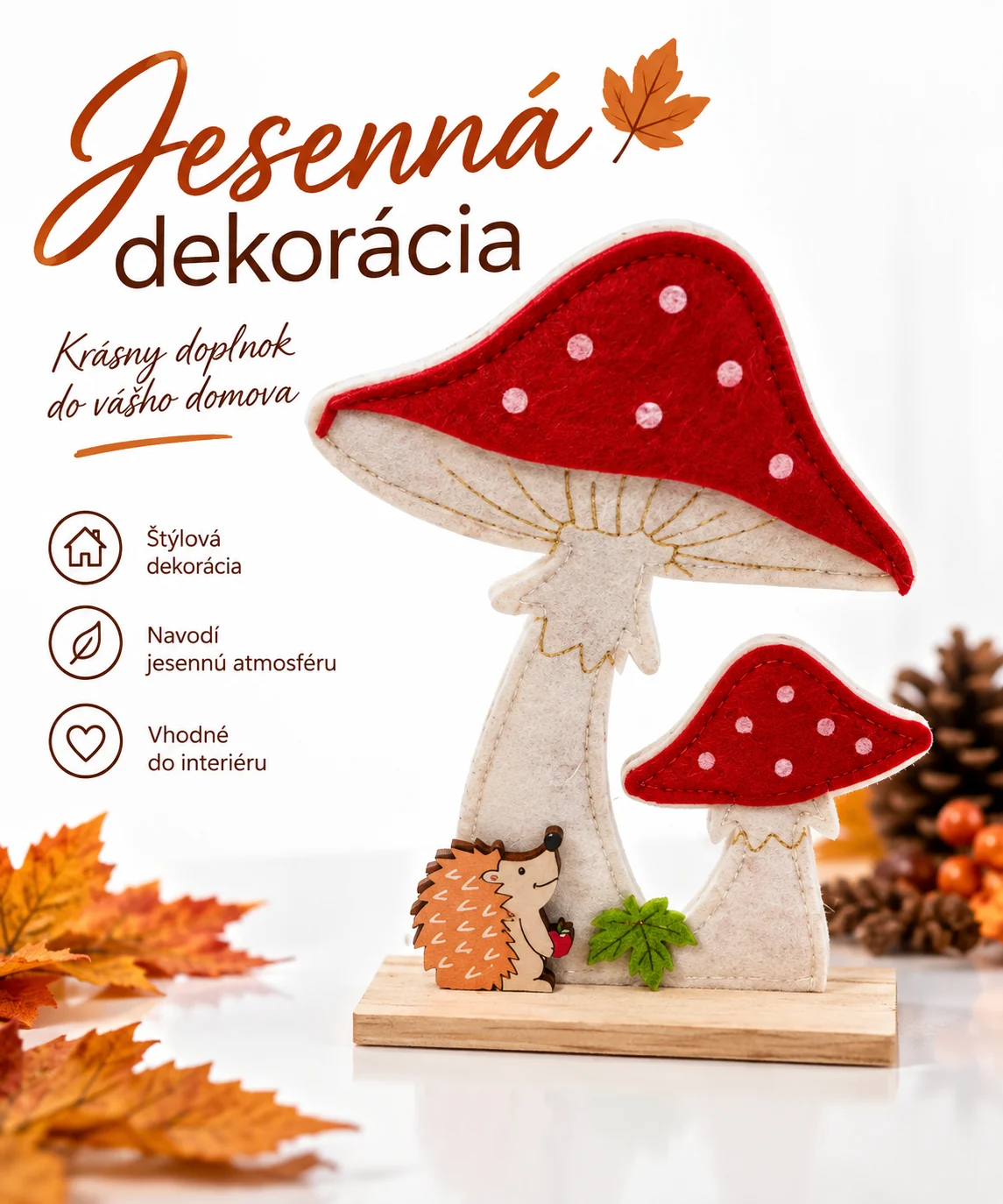 Jesenná dekorácia – muchotrávky
