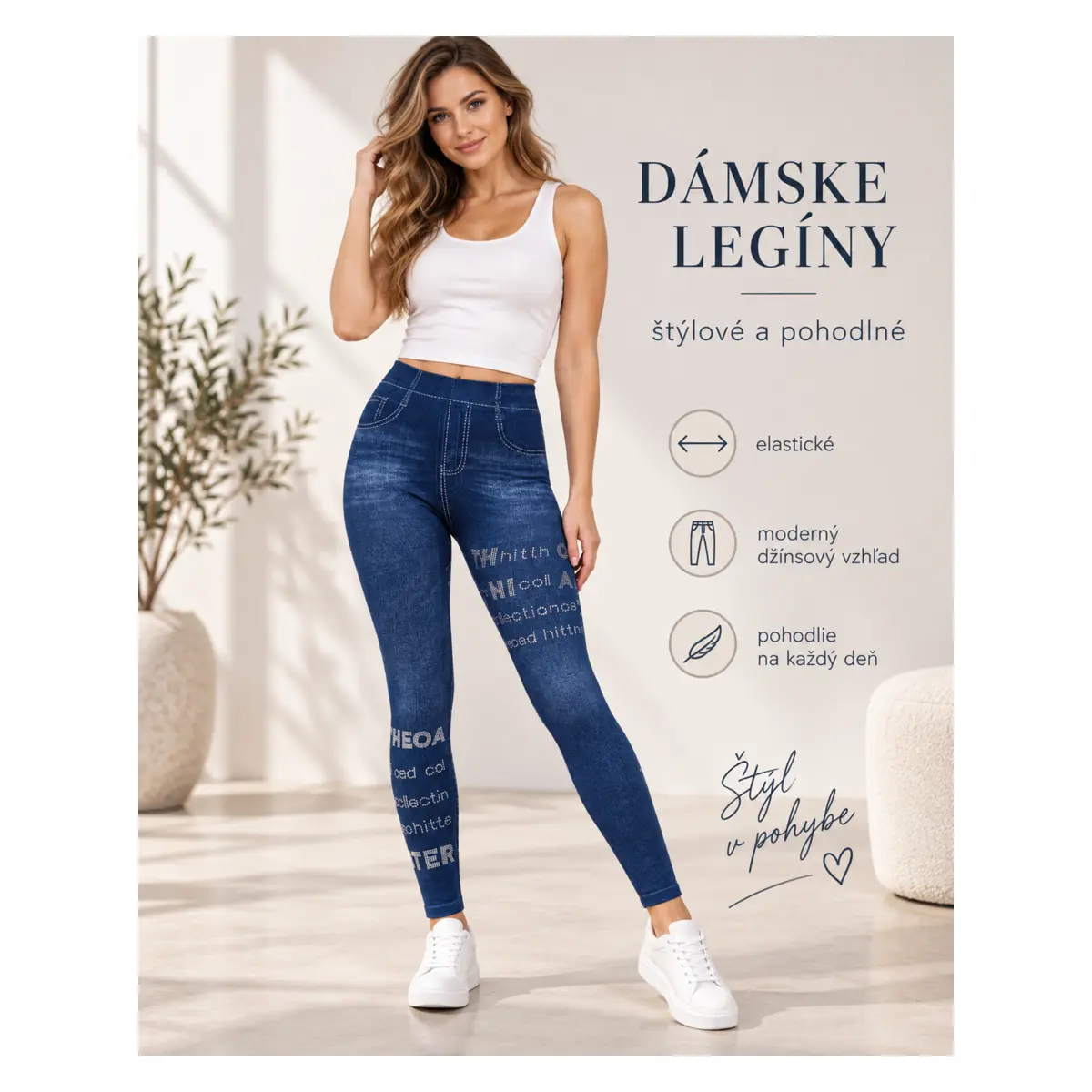 Dámske rifľové legíny – modré