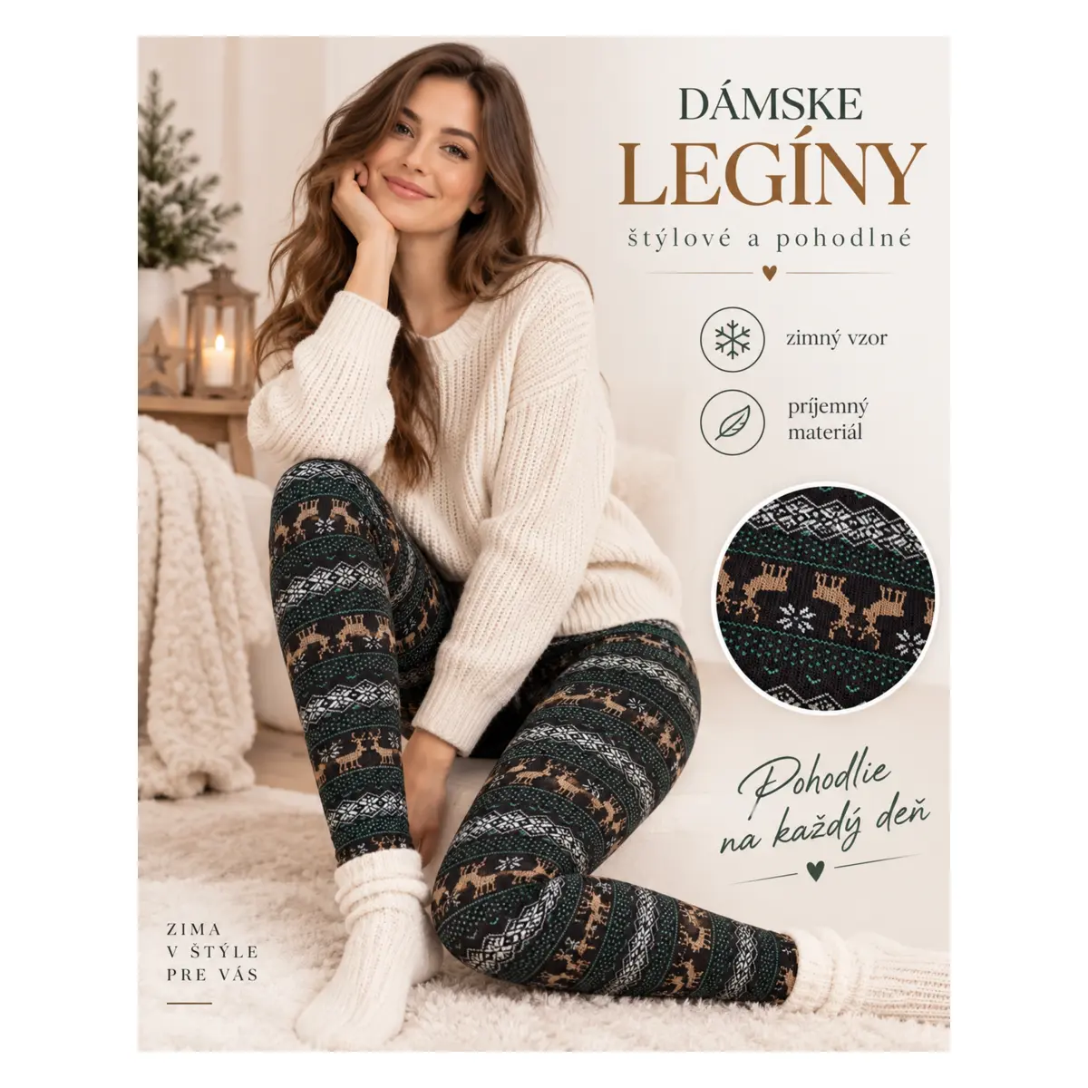 Dámske vzorované úpletové legíny