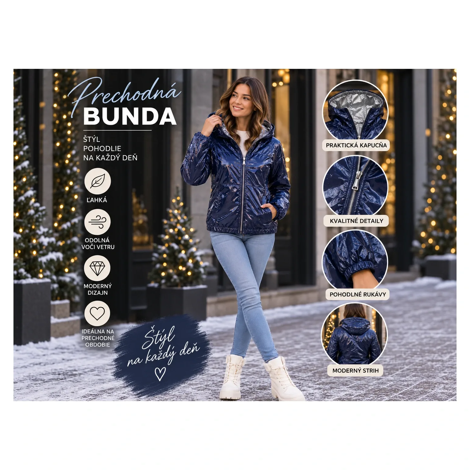 Dámska prechodná bunda – tmavomodrá