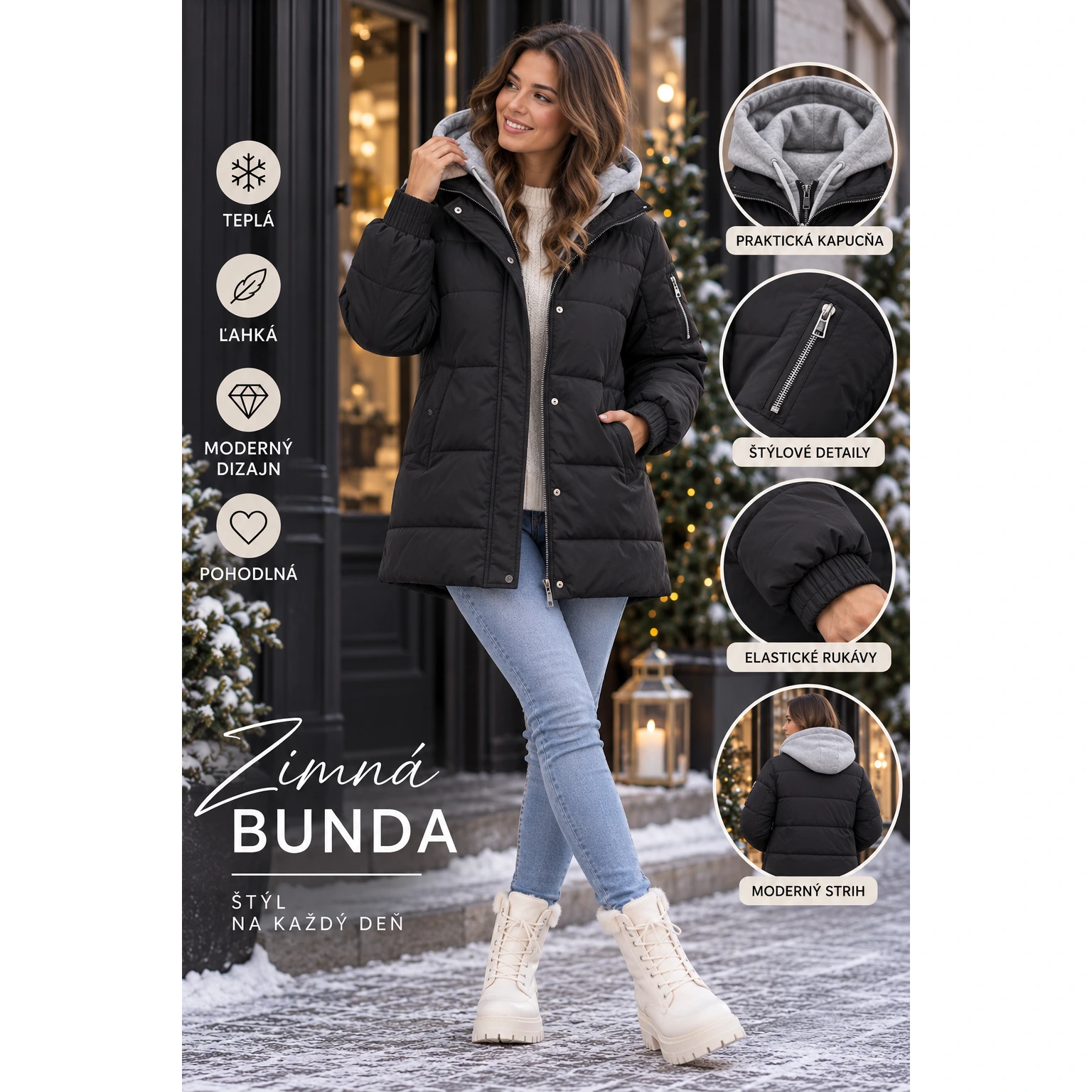 Dámska zimná bunda s mäkkou podšívkou – 3 farby