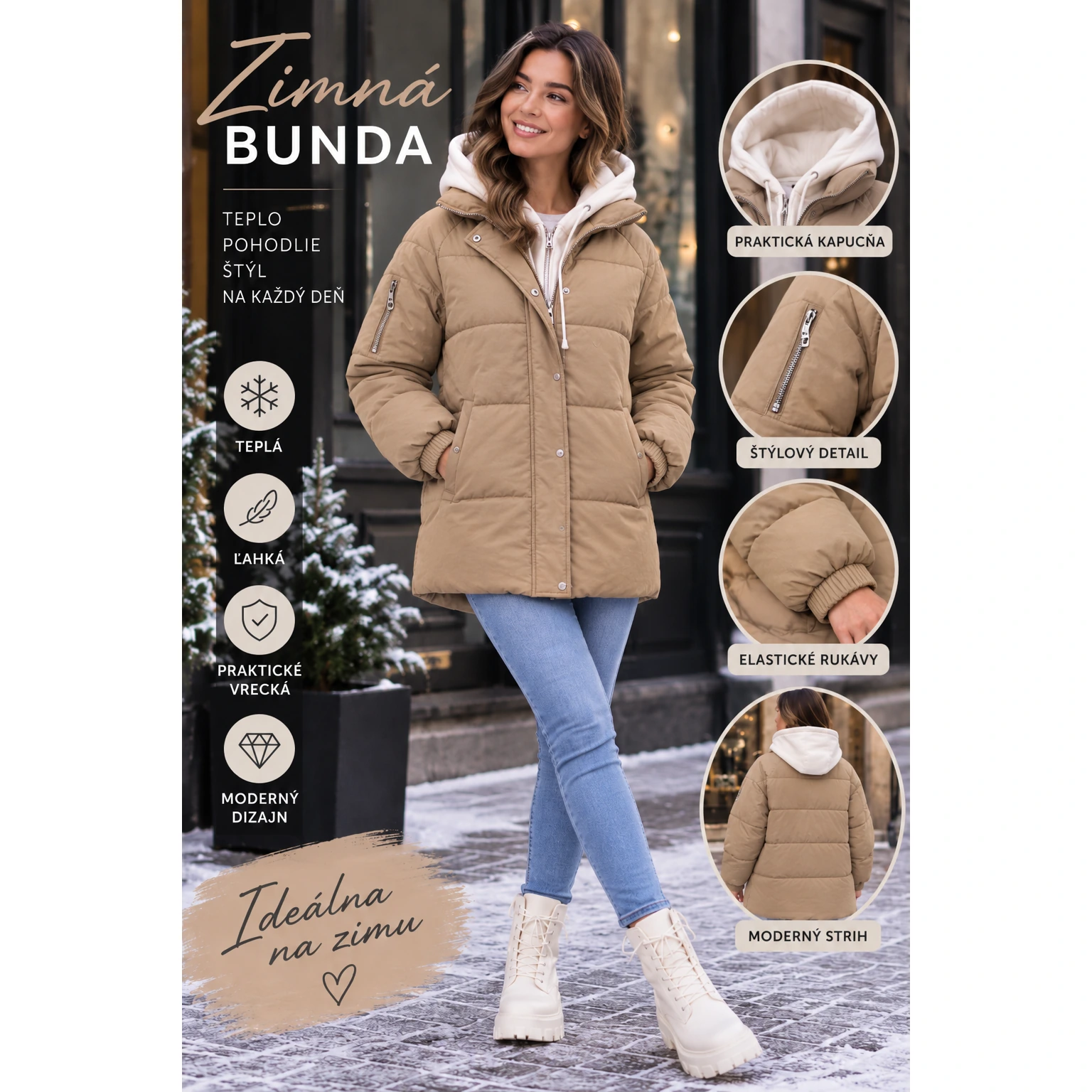 Dámska zimná bunda s mäkkou podšívkou – 3 farby